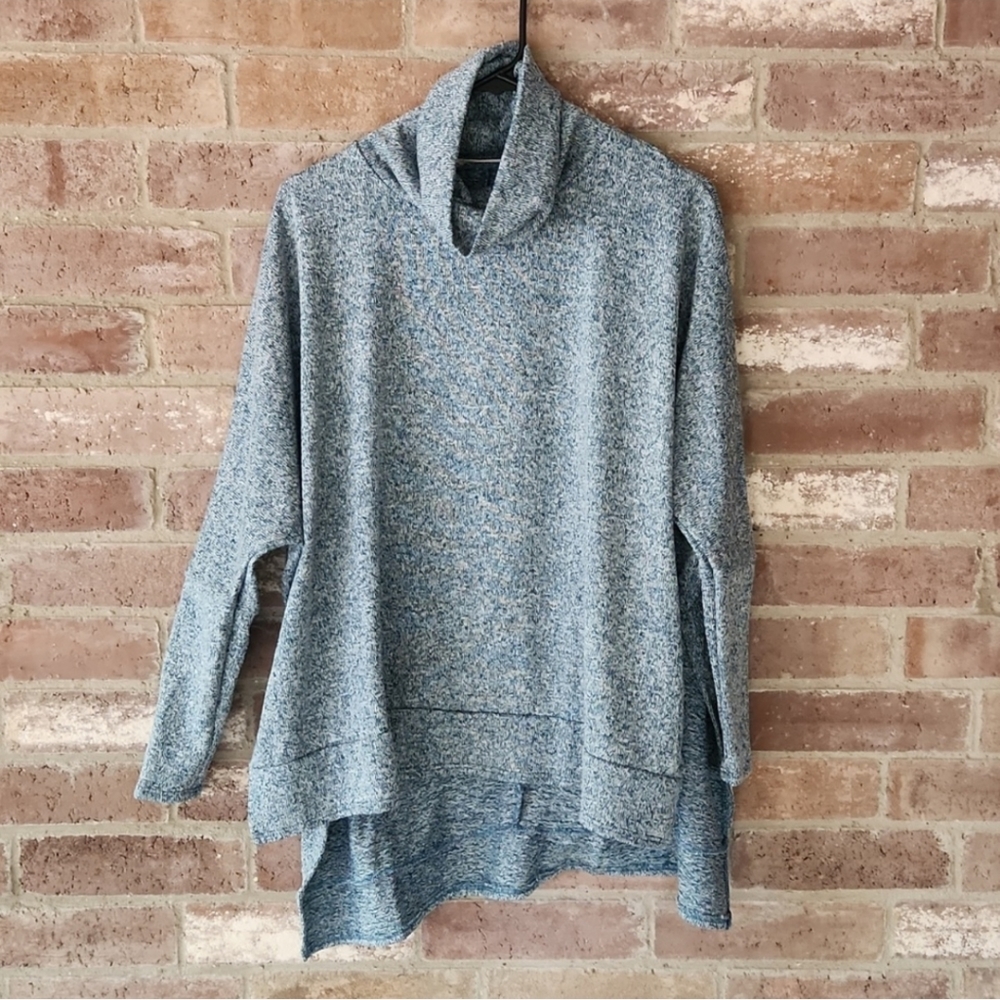 ZENANA brushed melange cowl neck poncho sz XS